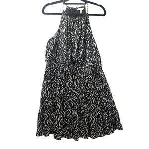 Nine West Dress Womens Large Black White  Sleeveless High Neck Mini Casual